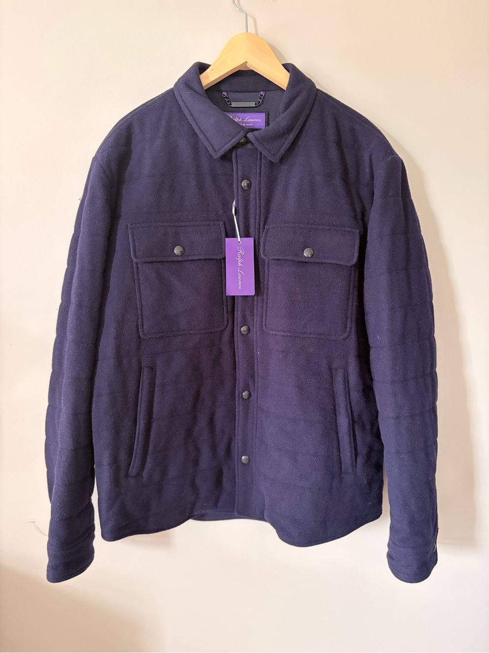 Ralph Lauren Navy Quilted Snap-Front Shirt Jacket